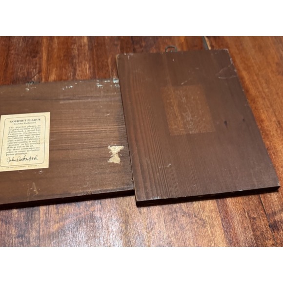 2 Vintage John Rutherford Gourmet Plaques-Apple & Watermelon on Red Wood - Picture 7 of 9